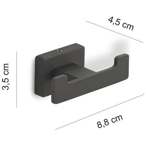 Appendiabiti Doppio Da Muro In Acciaio Inox E Cromall 4426 Serie Atena Nero Opaco - Foto 2