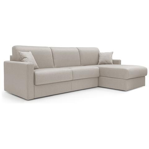 Chris Divano Letto Angolare Con Penisola In Simil Cotone T13 Panna - Foto 1