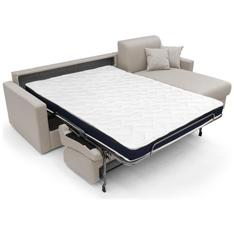 Chris Divano Letto Angolare Con Penisola In Simil Cotone T13 Panna - Foto 2