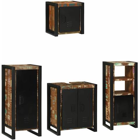 Set di mobili per il bagno 4 pcs Legno massello riciclato - Foto 1