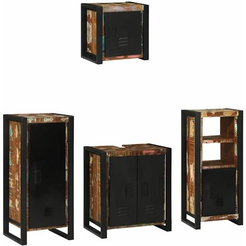 Set di mobili per il bagno 4 pcs Legno massello riciclato - Foto 2