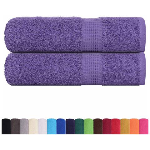 Asciugamani Doccia 2 pz Viola 70x140 cm 360 g/m² 100% Cotone - Foto 2