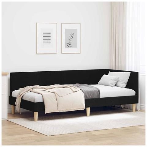 Cornice del letto ad angolo Altro con testiera Nero 90 x 190 cm - Foto 2