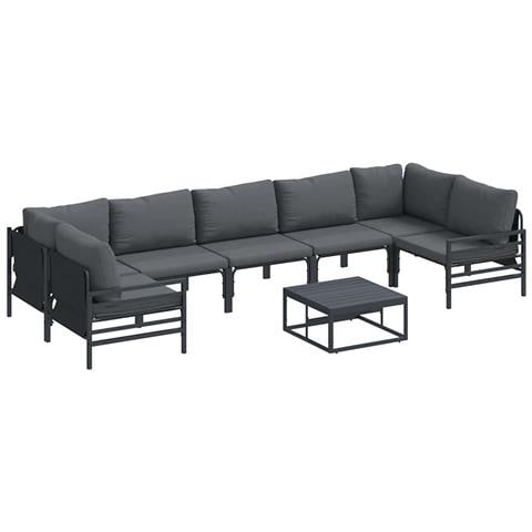 Set Divano da Giardino 8 pcs Antracite Acciaio - Foto 1
