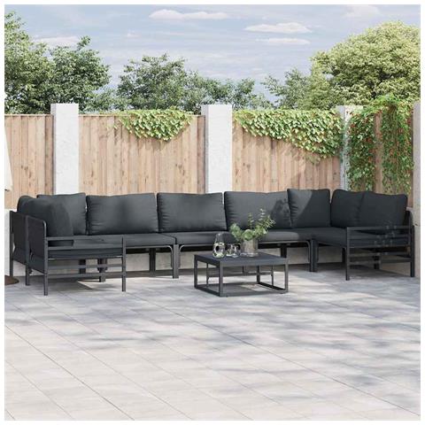 Set Divano da Giardino 8 pcs Antracite Acciaio - Foto 2