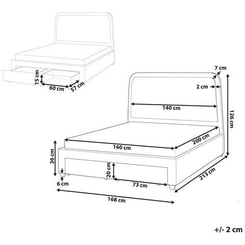 Letto Con Cassetti Contenitori Bouclé Sardent 160 X 200 Cm Bianco Sporco - Foto 6