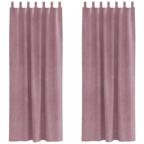 Tende con tende 2 pcs Rosa scuro 140 x 245 cm Velluto - Foto 1