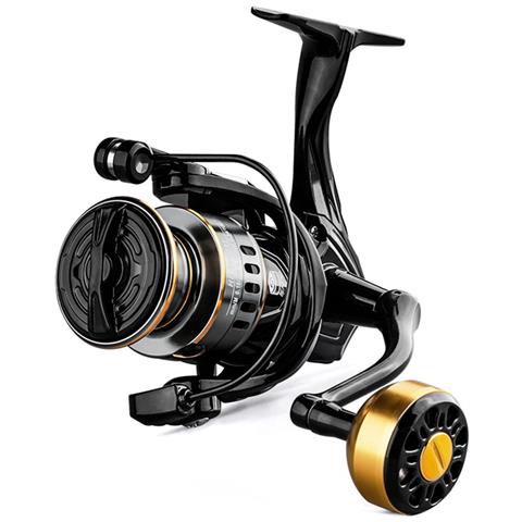 He Ii-3000 Mulinello Da Pesca Full Metal Con Manico In Metallo - Oro E Nero, 10kg Max Drag - Foto 1