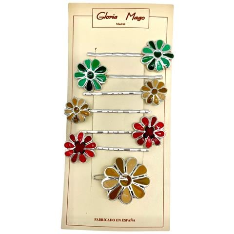 Confezione Da 6 Forcine + Fermaglio Argento 10µ Colori Laccati - Foto 1