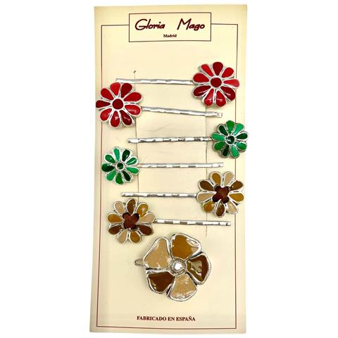 Confezione Da 6 Forcine + Fermaglio Argento 10µ Colori Laccati - Foto 2