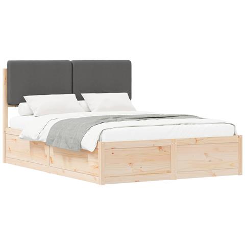 Letto con Testiera Rivestita Grigio scuro 140 x 200 cm - Foto 1