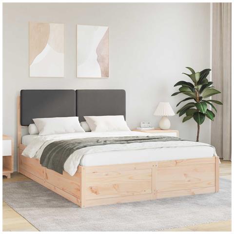 Letto con Testiera Rivestita Grigio scuro 140 x 200 cm - Foto 2