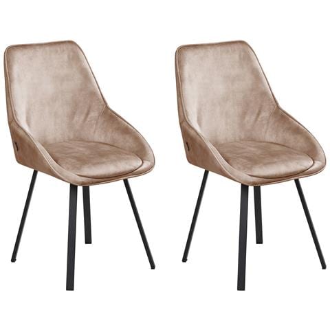 Set Di 2 Sedie Da Pranzo Terlton Velluto Beige - Foto 2