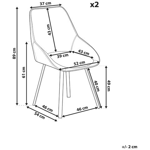Set Di 2 Sedie Da Pranzo Terlton Velluto Beige - Foto 8