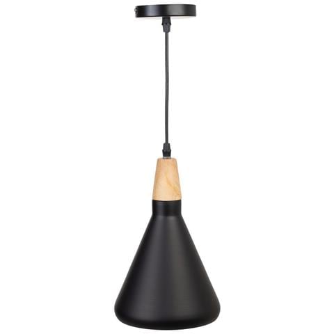 Lámpara De Techo De Madera Y Metal Negra 18x18x31 - Foto 1
