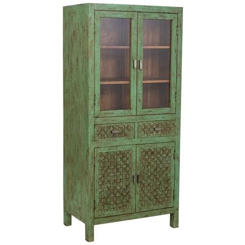Vetrina In Legno Verde Fatta A Mano 85x40x180h Cm - Foto 1