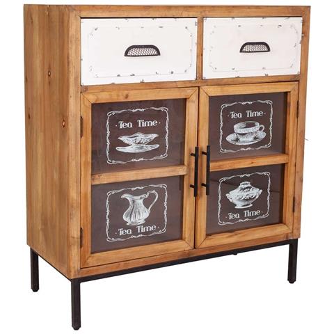 Mobile Da Ingresso In Legno E Metallo Marrone 80x36,5x91h - Foto 1