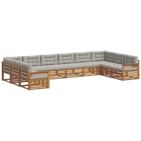 Set divani con cuscino 10 pcs Grigio Naturale e Chiaro - Foto 1