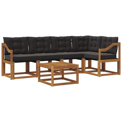 Set di divani da esterno con cuscino 6 pcs Naturale e Nero - Foto 1