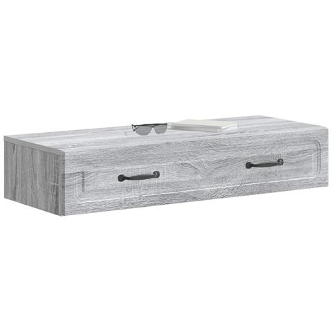 Tavolino da Parete Laterale Grigio Sonoma 87,5 x 34,5 x 17 cm - Foto 2