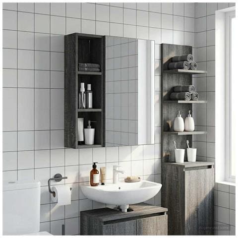 Armadio da bagno a muro Sonoma grigia 20 x 14 x 70 cm - Foto 2