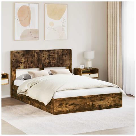 Struttura del letto con stoccaggio e testata Rovere Fumo - Foto 2