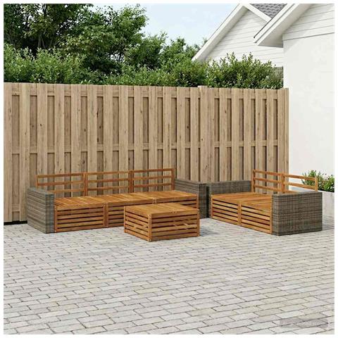 Set di divani da esterno 6 pcs Naturale - Foto 2