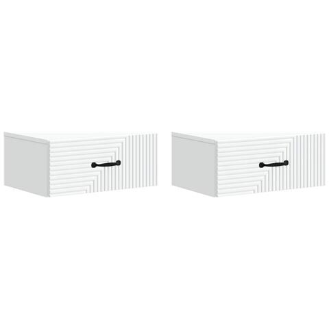 Mobiletto da notte a muro 2 pcs Bianco 49 x 34,5 x 20 cm - Foto 1