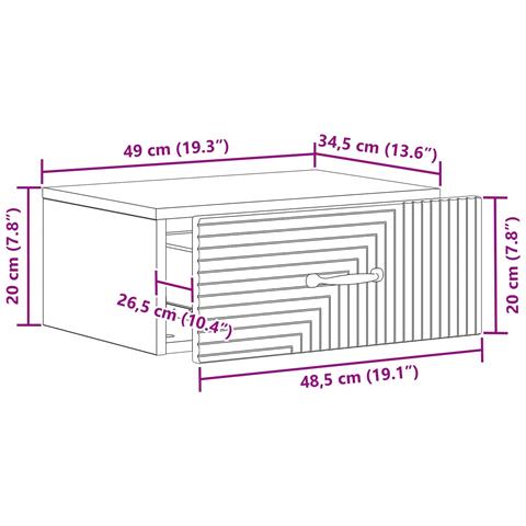 Mobiletto da notte a muro 2 pcs Bianco 49 x 34,5 x 20 cm - Foto 9
