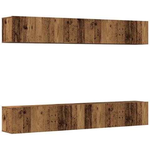 Set di 4 mobili porta TV a parete Legno Antico 100x30x30 cm - Foto 1