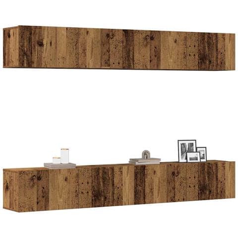 Set di 4 mobili porta TV a parete Legno Antico 100x30x30 cm - Foto 2