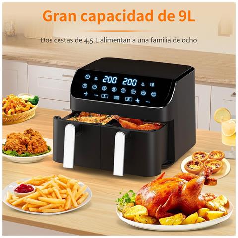 Friggitrice ad aria doppia zona LQ-201. 9 L. 2000 W. 8 programmi - Foto 2