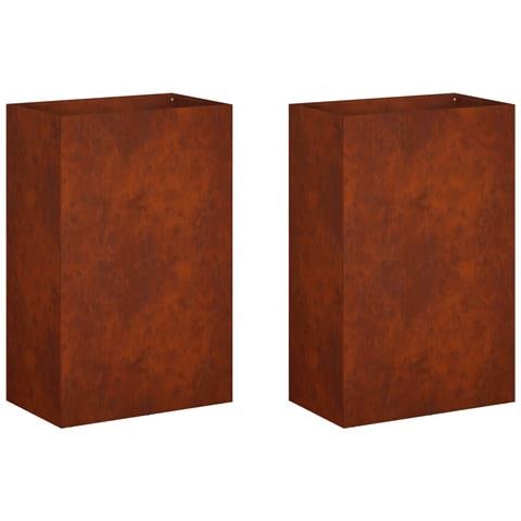 Vaso da giardino 2 pz Ruggine 40 x 30 x 75 cm Acciaio Corten - Foto 1