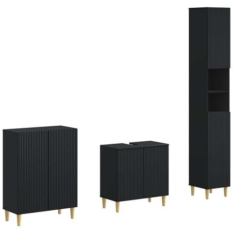 Set di armadietti da bagno in 3 pezzi ARNHEM Nero - Foto 1