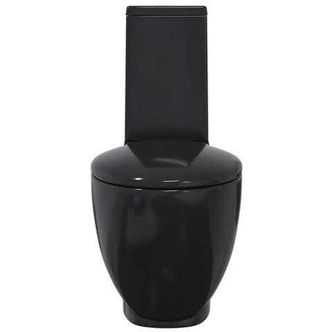 Vaso WC in Ceramica da Bagno Rotondo Base con Scarico Nero - Foto 2