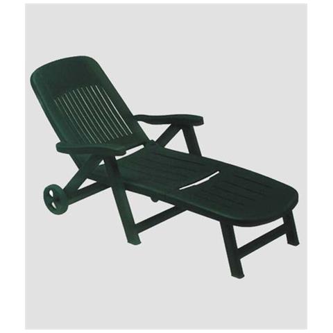 Lettino Pieghevole California Verde. Schienale Regolabile In 5 Posizioni E Ruote Per Facilitarne Lo Spostamento. Dimensioni : (lxpxh) 80x190x98 Cm. Lettino Chiudibile - 1258 - Foto 2