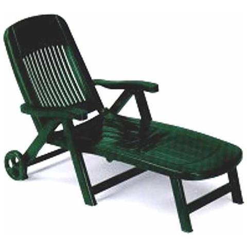 Lettino Pieghevole California Verde. Schienale Regolabile In 5 Posizioni E Ruote Per Facilitarne Lo Spostamento. Dimensioni : (lxpxh) 80x190x98 Cm. Lettino Chiudibile - 1258 - Foto 5