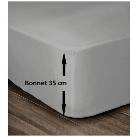 Lenzuolo Con Angoli 100% Cotone 160x200cm - Berretto 35cm - Grigio Chiaro - Foto 3