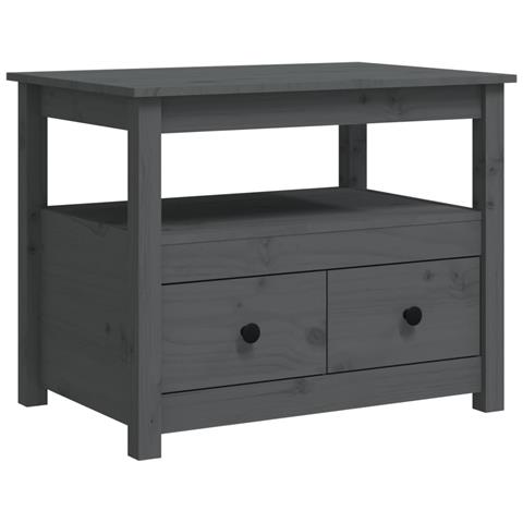 Tavolino Da Salotto Grigio 71x49x55 Cm Legno Massello Di Pino - Foto 2