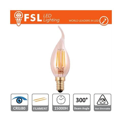 Lampada Colpo Di Vento Filamento Ambra - 4w 2200k E14 300lm - Foto 1