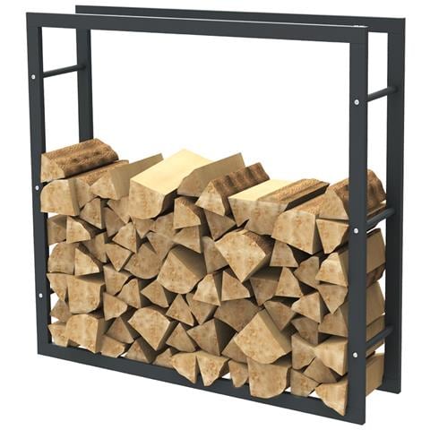 Portalegna Supporto Metallo Porta Legna Interno Legnaia Camino Stufa 100x100x25 - Foto 4