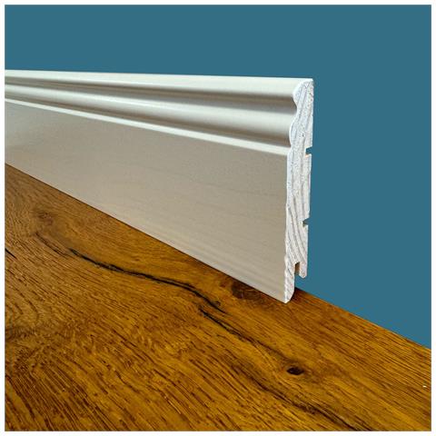 100ml Di Battiscopa Premium In Legno Massello Mod.ducale 91x15 Laccato Bianco Liscio - Foto 1