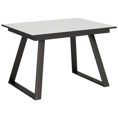Tavolo Allungabile 90x120/180 Cm Bernadette Telaio Antracite - Bianco Frassino - Foto 1