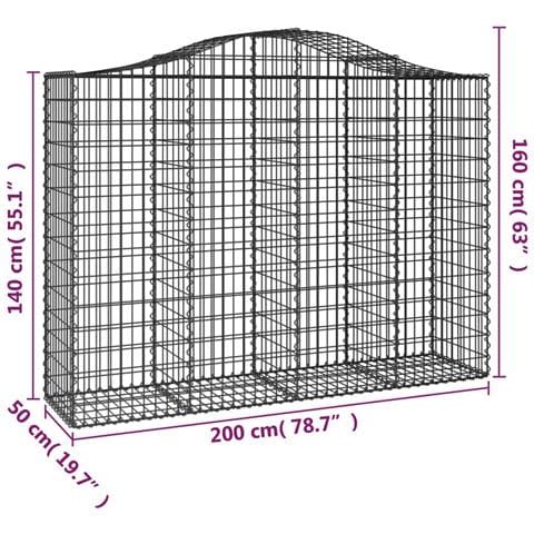 Cesto Gabbione Ad Arco 200x50x140/160 Cm Ferro Zincato - Foto 4