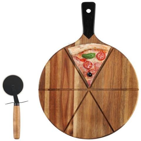 Tagliere Vassoio Servipizza Con Rotellina Taglierina Taglia Pizza Diametro 30 Cm - Foto 1