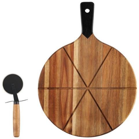 Tagliere Vassoio Servipizza Con Rotellina Taglierina Taglia Pizza Diametro 30 Cm - Foto 2