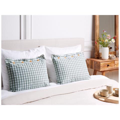 Set Di 2 Cuscini Talya 40 X 60 Cm Verde Menta Trama A Scacchi - Foto 1