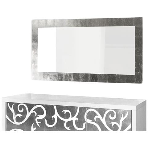 Specchiera Moderna Rettangolare In Foglia Argento 160x75 - Foto 1