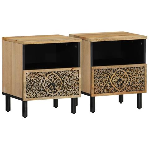 Comodini 2pz 40x33x46 Cm In Legno Massello Di Mango - Foto 1