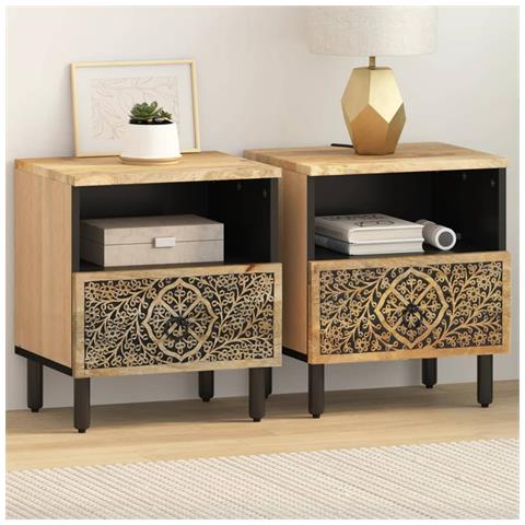 Comodini 2pz 40x33x46 Cm In Legno Massello Di Mango - Foto 8
